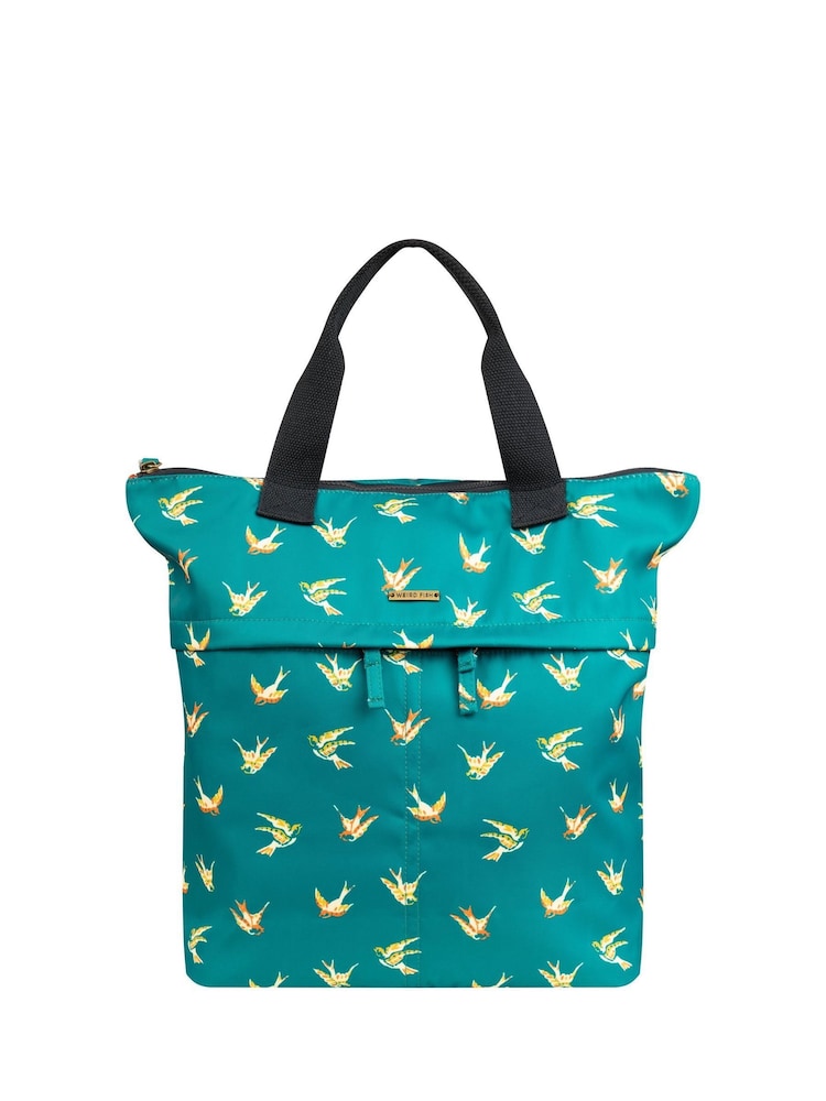 Weird Fish Blue Ekora Printed Polyester Backpack - Image 1 of 6 Weird Fish Blue Ekora Printed Polyester Backpack - Image 1 of 6