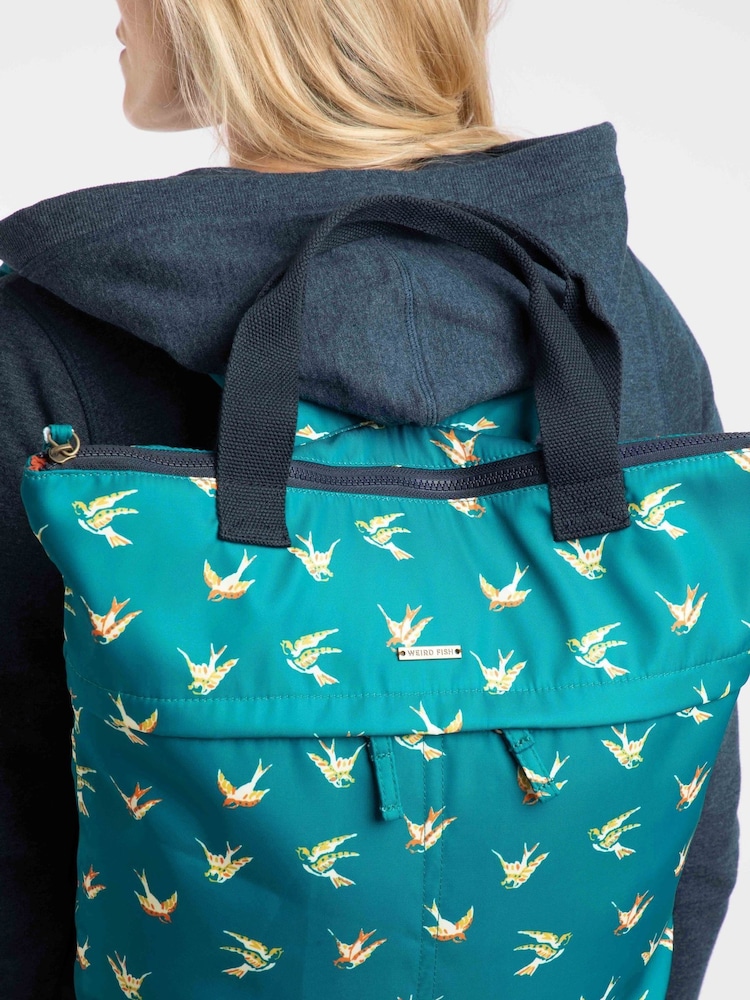 Weird Fish Blue Ekora Printed Polyester Backpack - Image 6 of 6 Weird Fish Blue Ekora Printed Polyester Backpack - Image 6 of 6