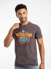 Weird Fish Brown Heritage Surf Front Print Graphic T-Shirt - Image 3 of 6