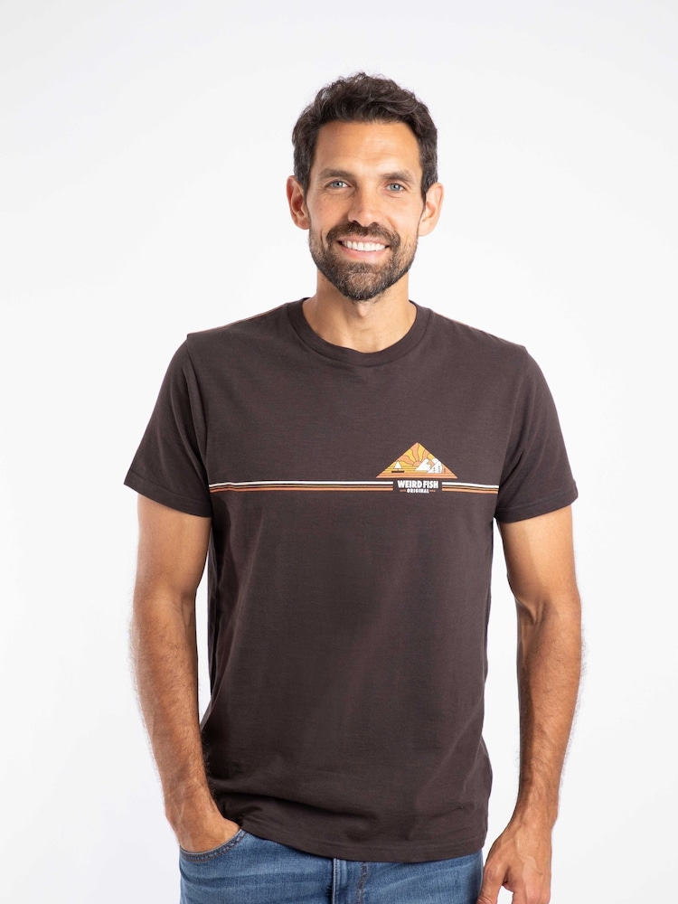 Weird Fish Brown Pyramid Vista Chest Stripe Graphic T-Shirt - Image 1 of 5