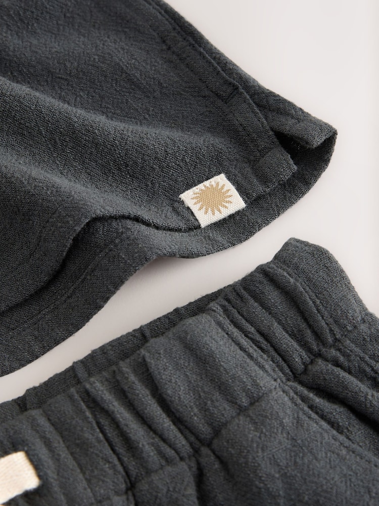 Charcoal Grey Short Sleeve Revere Collar Shirt & Shorts Set (3mths-10yrs) - Image 10 of 10