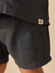 Charcoal Grey Short Sleeve Revere Collar Shirt & Shorts Set (3mths-10yrs) - Image 4 of 10