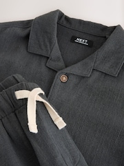 Charcoal Grey Short Sleeve Revere Collar Shirt & Shorts Set (3mths-10yrs) - Image 9 of 10