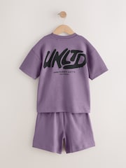Mauve Purple Heavyweight Short Sleeve T-Shirt and Shorts Set (3-16yrs) - Image 7 of 9