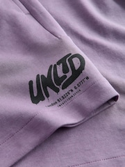 Mauve Purple Heavyweight Short Sleeve T-Shirt and Shorts Set (3-16yrs) - Image 8 of 9