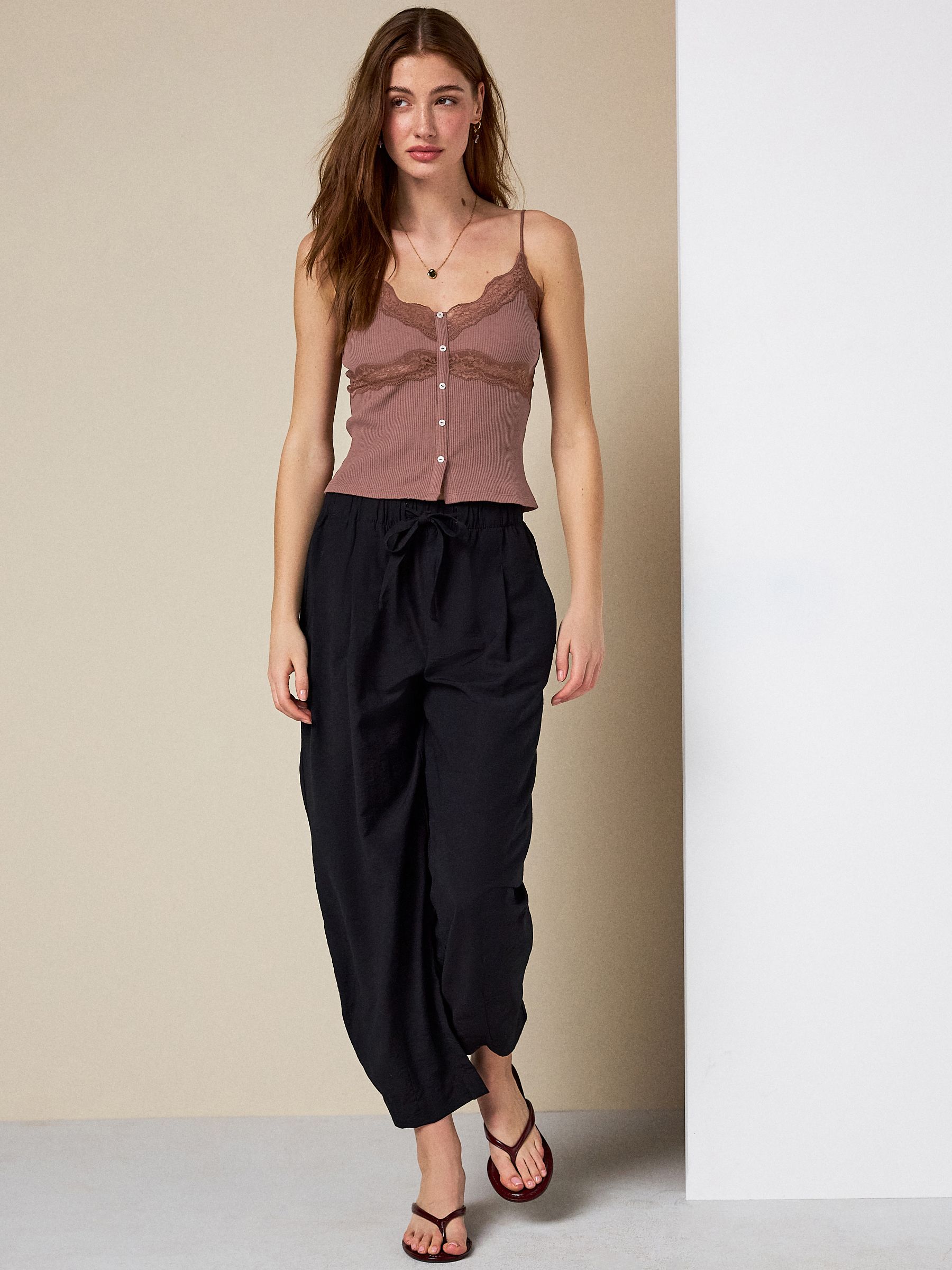 Buy Chocolate Brown V-Neck Ribbed Lace Trim Vest from Next USA