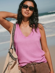 Flieder-Violett - Raw Seam Detail Thick Strap Vest - Bild 1 von 3