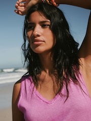 Lilac Purple Raw Seam Detail Thick Strap Vest - Image 5 of 8