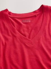 Red Cotton Modal Slouch V-Neck T-Shirt - Image 5 of 6