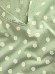 Green Polka Dot V-Neck Cap Sleeve T-Shirt - Image 6 of 7
