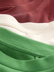 Green/Ecru/Red Heavyweight Basic T-Shirts 3 Pack - Image 5 of 10