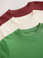 Green/Ecru/Red Heavyweight Basic T-Shirts 3 Pack - Image 6 of 10