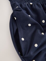 Navy Blue Polka Dot Maxi Square Neck Shirred Strappy Dress - Image 8 of 9