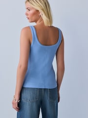 Blue Pointelle Cami Vest Top - Image 4 of 8