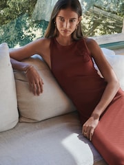 Red Ribbed Maxi Racerback Dress - Image 3 of 10