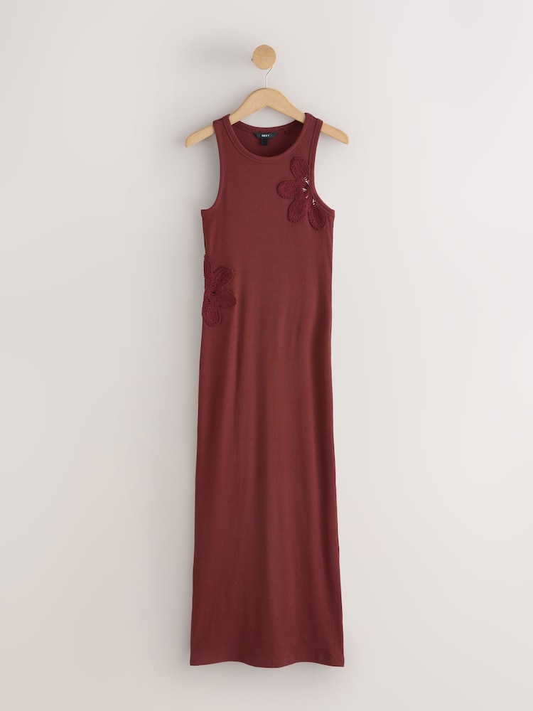 red racerback dress Creased Stretch Crepe Racerback Dress