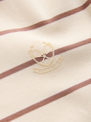 Ecru/Braun gestreift - Fitted Short Sleeve Polo Top - Bild 7 von 9