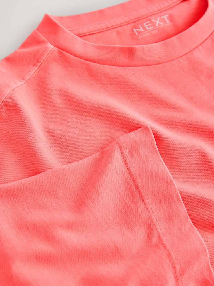 Fluro Pink Relaxed Boxy Elbow Length Crew Neck T-Shirt - Image 9 of 9