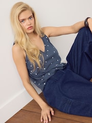 Blue/White Polka Dot Modal Slouch Vest - Image 4 of 7