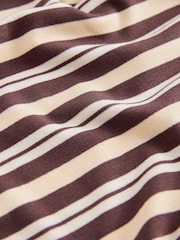 Yellow/Brown Striped Short Sleeve Layered Crew Neck T-Shirt - Image 7 of 7