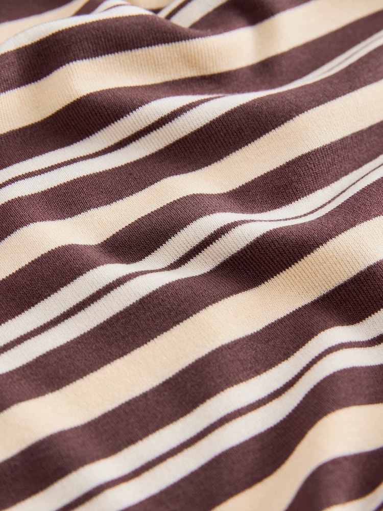 Yellow/Brown Striped Short Sleeve Layered Crew Neck T-Shirt - Image 7 of 7