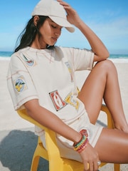 Ecru Graphic Jersey Shorts - Image 2 of 9