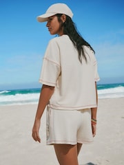 Ecru Graphic Jersey Shorts - Image 5 of 9