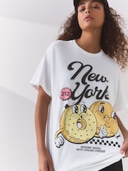 White White Grapic New York Bagel T-Shirt - Image 3 of 7