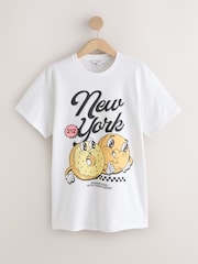 White White Grapic New York Bagel T-Shirt - Image 5 of 7