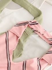 Green/Stripe/Ecru Halter Neck Tops 3 Pack - Image 7 of 7