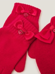 Monsoon Red Bow Wool Beret & Gloves Set - Image 4 of 4