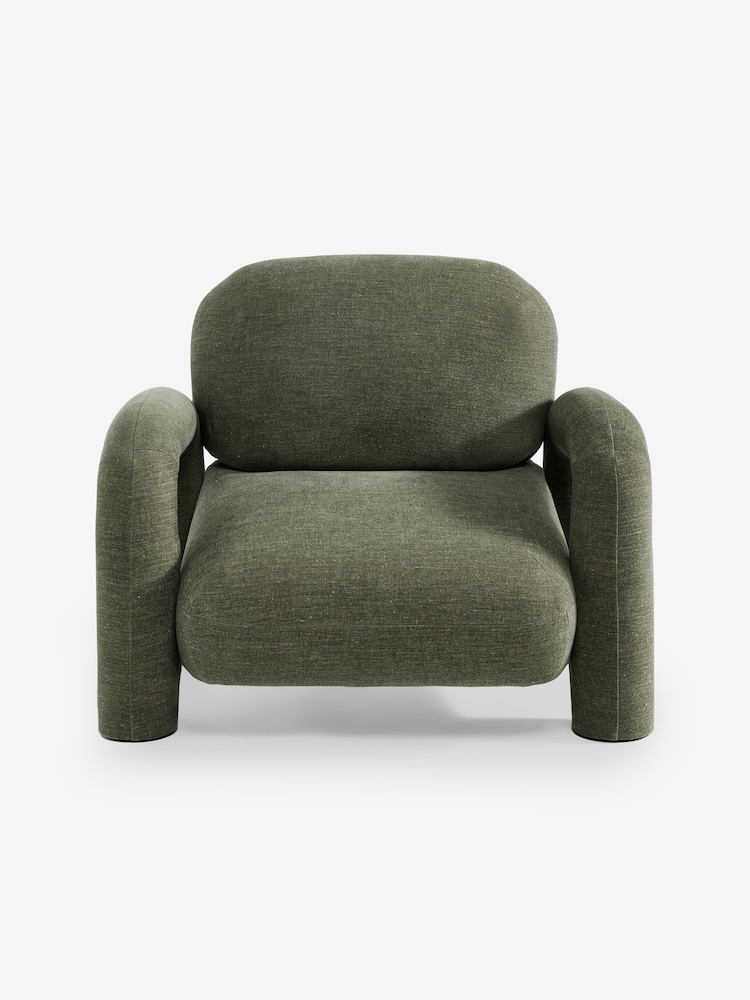 MADE.COM Hunter Green Soft Textured Weave Bobo Accent Chair - Image 1 of 2