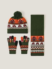 Monsoon Green Dragon Novelty Hat Scarf & Gloves Set - Image 1 of 3