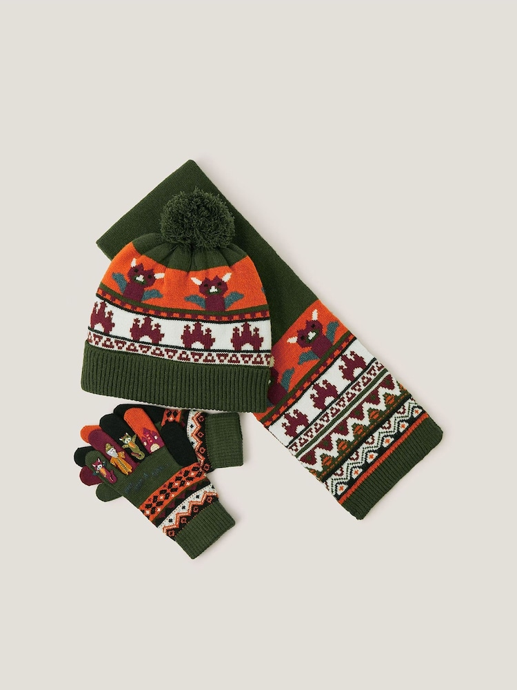 Monsoon Green Dragon Novelty Hat Scarf & Gloves Set - Image 2 of 3