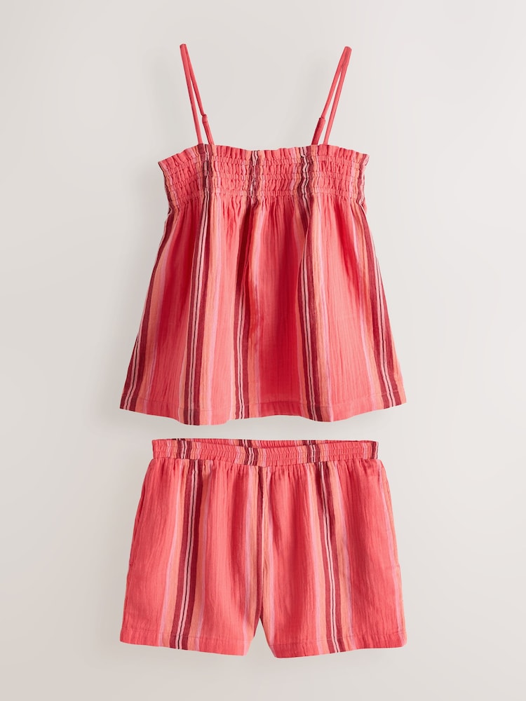Pink/Orange Stripe Cami and Shorts Set - Image 1 of 6