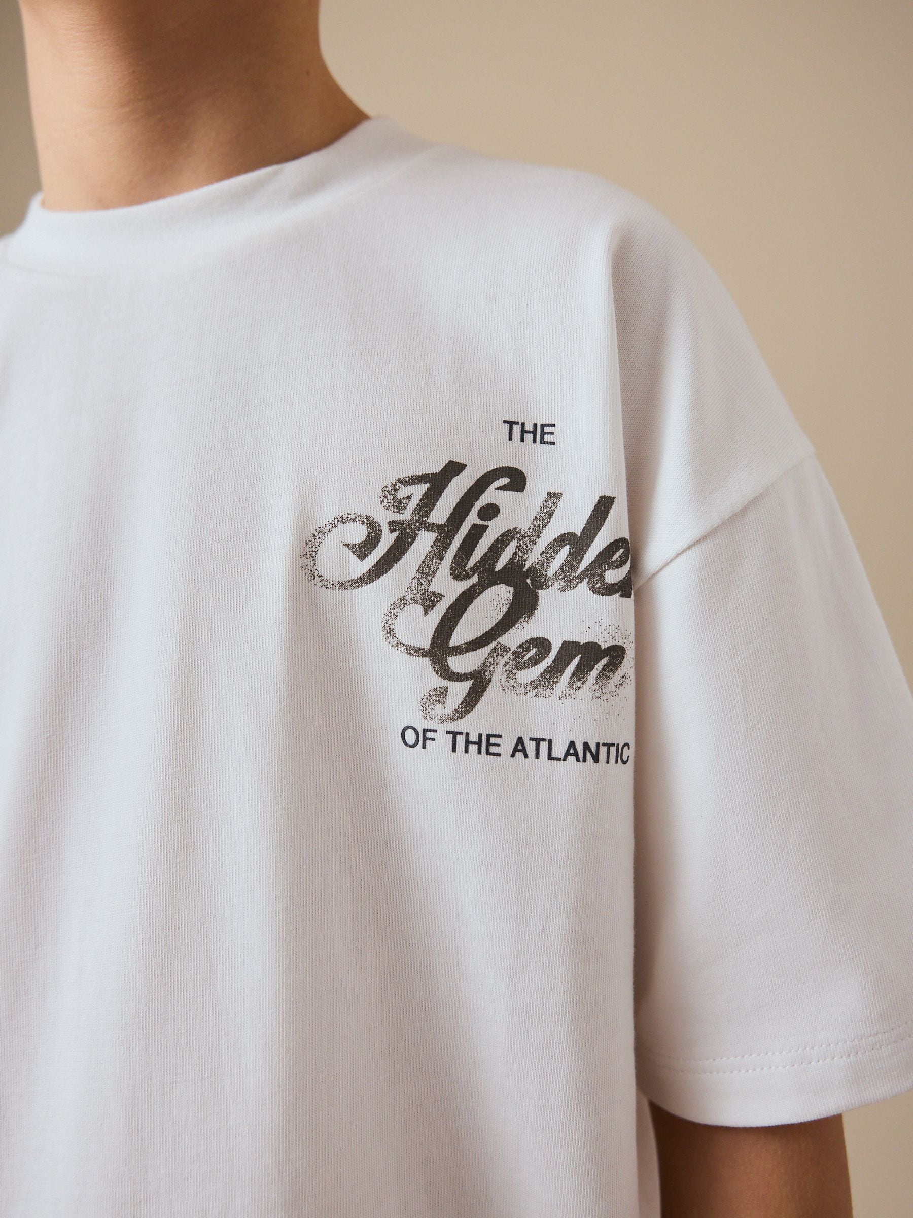 Buy White Palm Embroidery Short Sleeve Graphic T-Shirt (3-16yrs