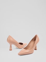 LK Bennett Natural Leather Heel Courts - Image 3 of 4