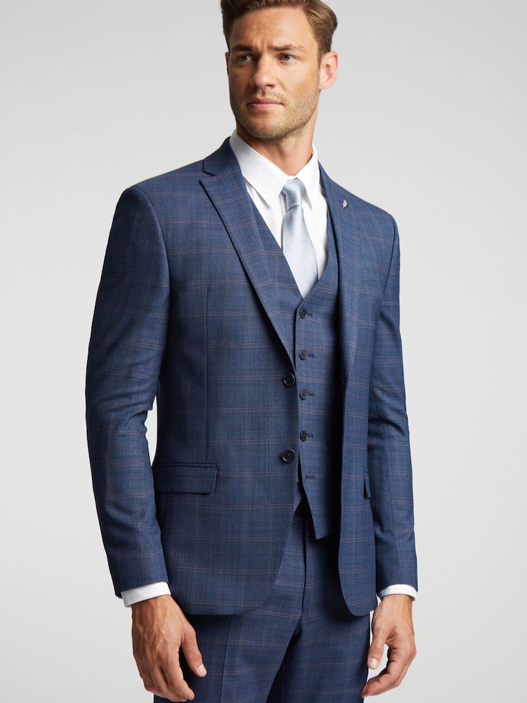 Ted Baker Tailoring Blue Brahe Check Slim Jacket - Image 1 of 5