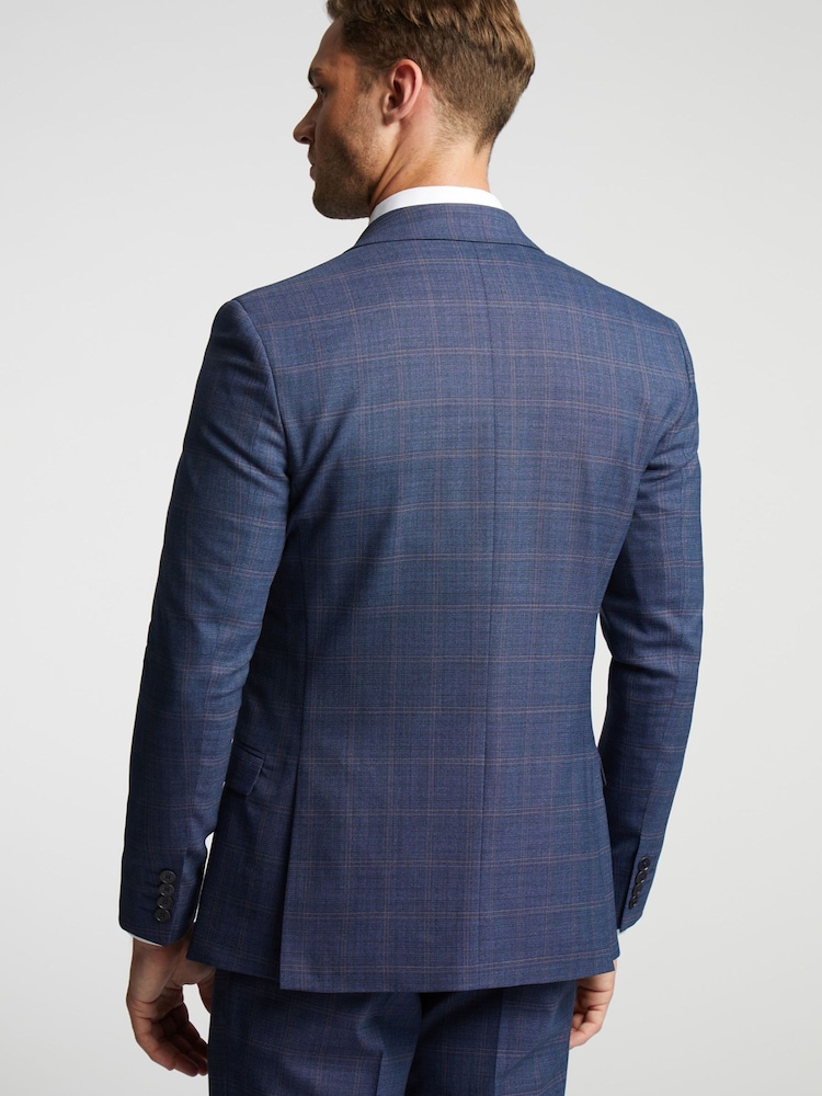 Ted Baker Tailoring Blue Brahe Check Slim Jacket - Image 2 of 5