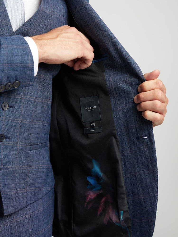 Ted Baker Tailoring Blue Brahe Check Slim Jacket - Image 5 of 5