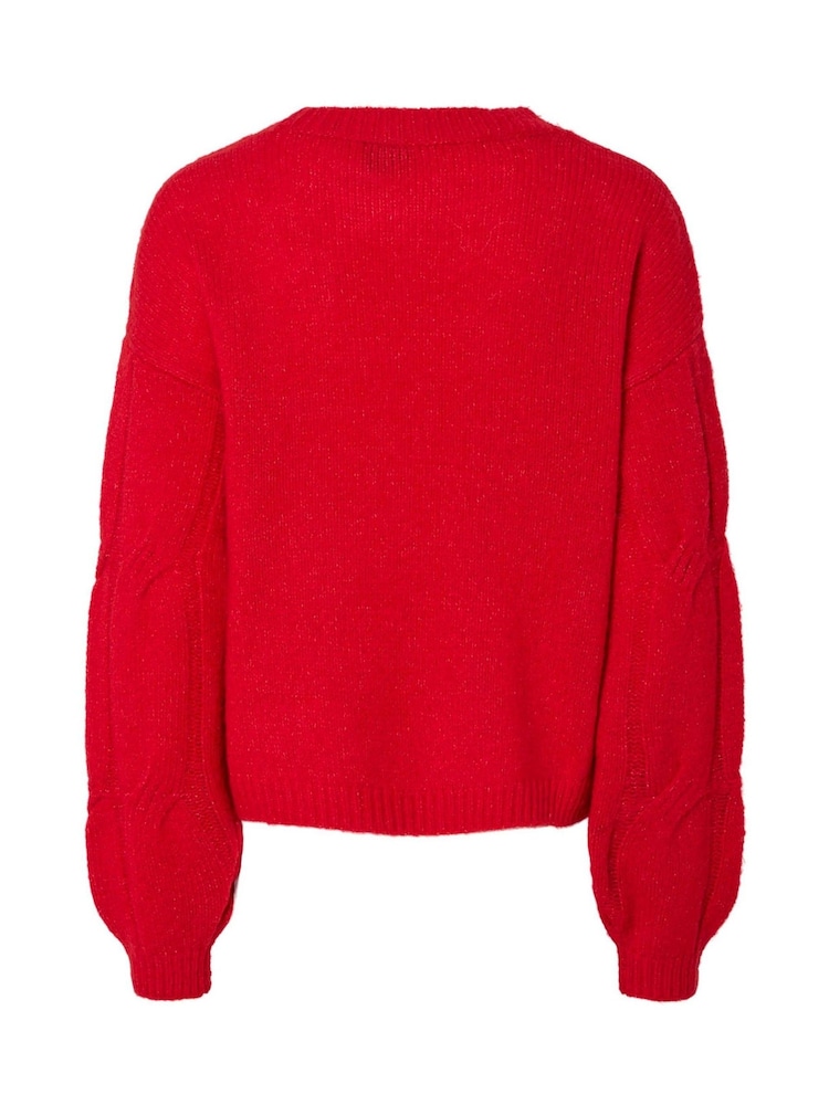 Pieces Red Long Sleeve Cable Knit Jumper - Image 2 of 2 Pieces Red Long Sleeve Cable Knit Jumper - Image 2 of 2