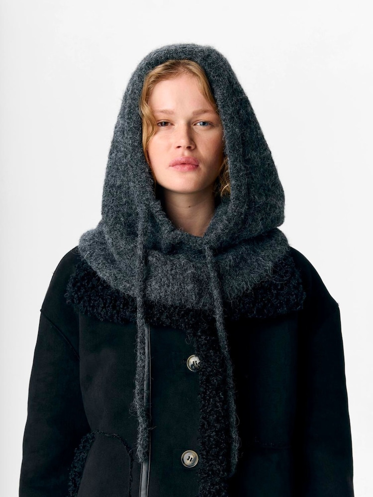 OBJECT Grey Knit Balaclava Scarves - Image 1 of 3
