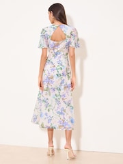 Lipsy White White Floral Print V-Neck Woven Midi Dress - Image 2 of 4
