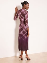 Lipsy Floral Kariert Mesh Midi-Kleid mit Netzstoff und Knoten an der Seite - Bild 4 von 4