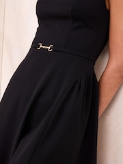 Lipsy Black Belted Historic Cap Sleeve Midi Dress - Image 3 of 4