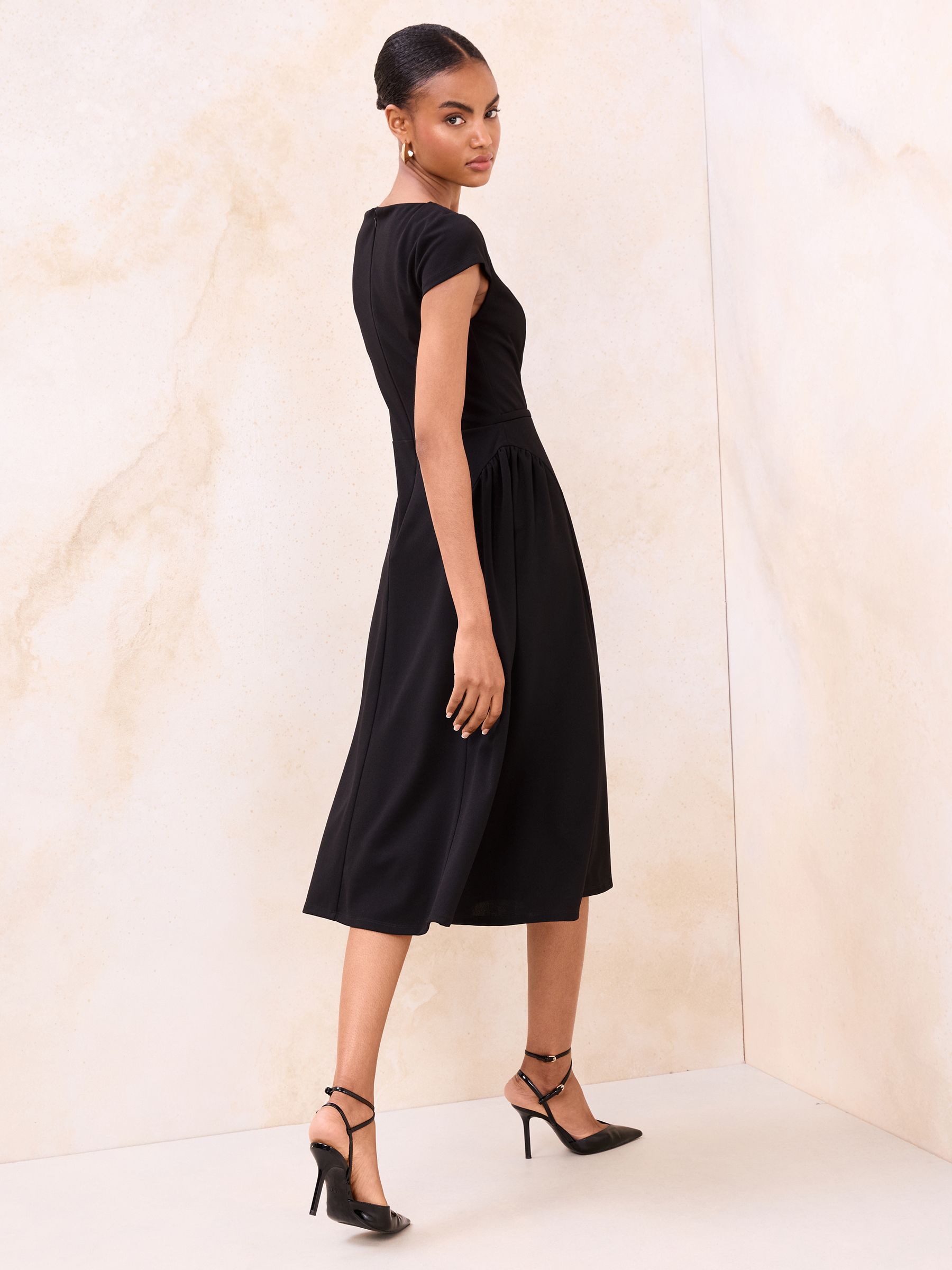 Buy Lipsy Black Belted Historic Cap Sleeve Midi Dress from Next USA