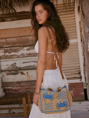 Natural Raffia Effect Embroidered Bag - Image 2 of 8