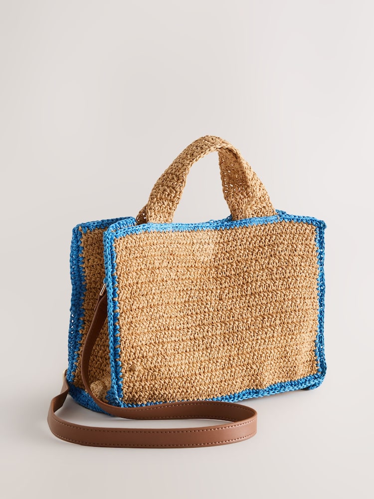 Natural Raffia Effect Embroidered Bag - Image 2 of 8