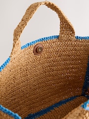Natural Raffia Effect Embroidered Bag - Image 8 of 8