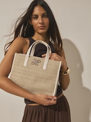 Asili - Raffia Effect Mkono Ulioshika Mfuko - Picha 1 kati ya 9